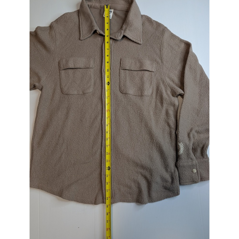 PINK Victoria's Secret Taupe Brown Fleece Button Down Shirt Jacket Shacket S/P - Picture 7 of 10